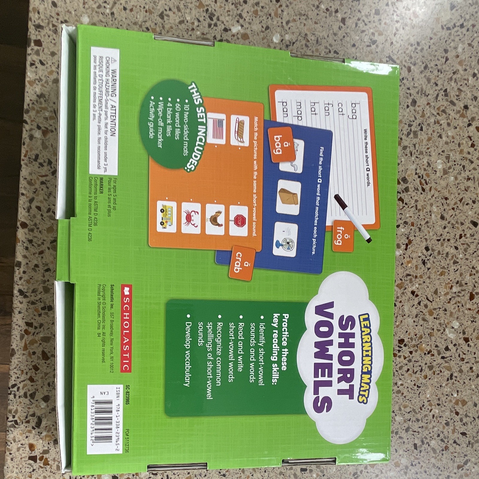 Scholastic Short Vowels Learning Mats Box Set, Grades K-2, Ages 4-7