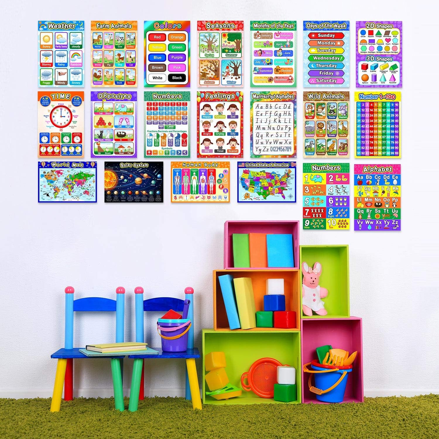 Educational Preschool Posters Learning Poster for Classroom Learning Decoration,