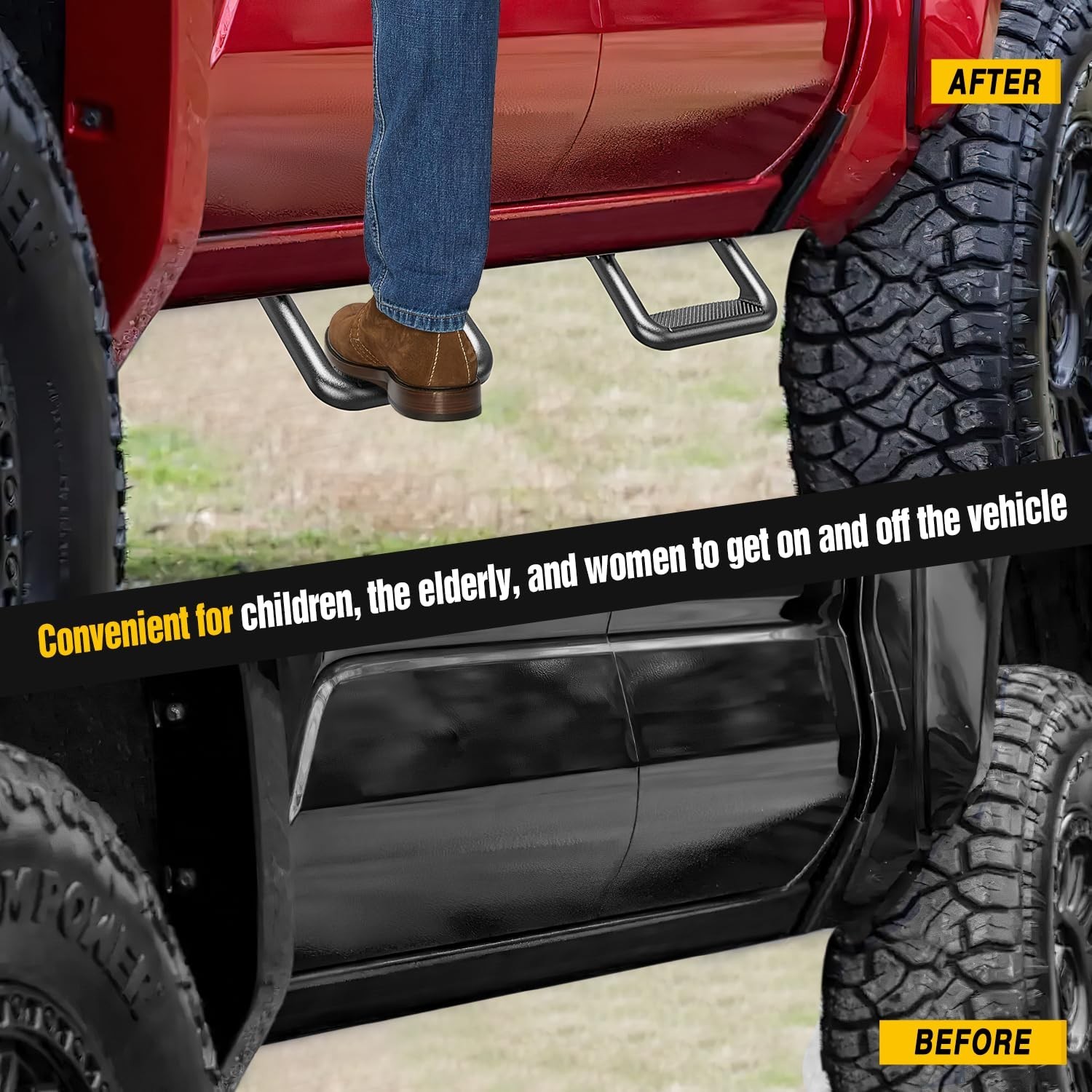 2Pcs Universal Black Aluminum Side Step Bars Replacement for Trucks from Chevy