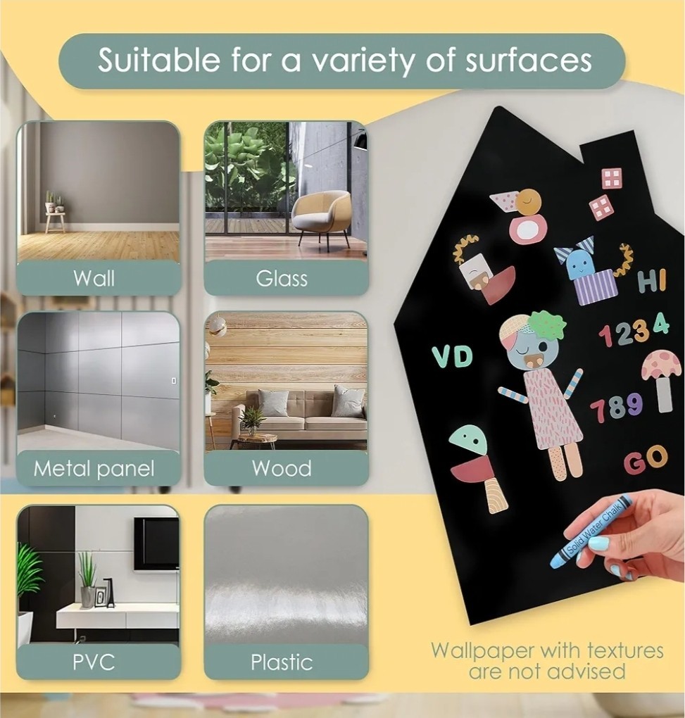 New Peel and Stick Magnetic Chalk Wall Decal with Learning Set