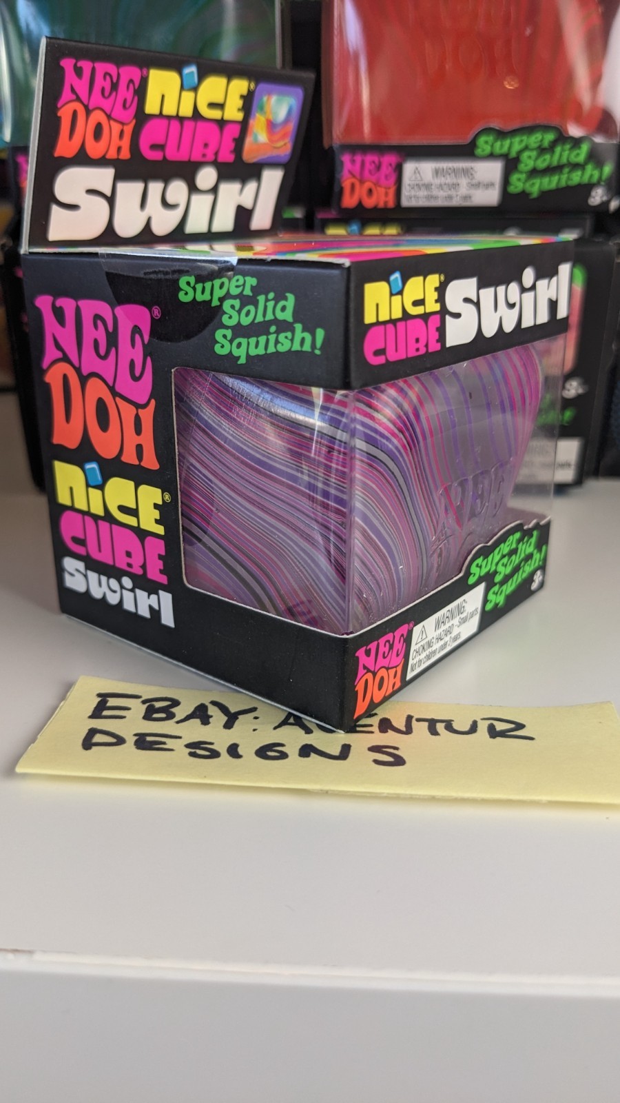NeeDoh NICE CUBE SWIRL – PURPLE/ PINK / CLEAR Super Solid Squish! RARE COLOR‼️