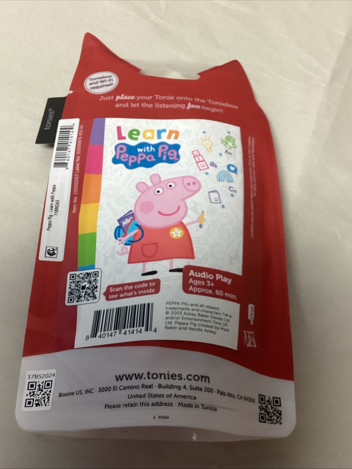 TONIES – Peppa Pig: Learn w/ Peppa Audio Play Character Kids Toy Figurine NEW