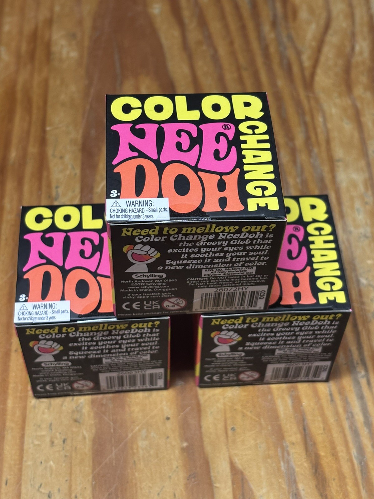 AUTH Schylling NeeDoh Color Change Squeeze Ball Blue Pink Yellow full set