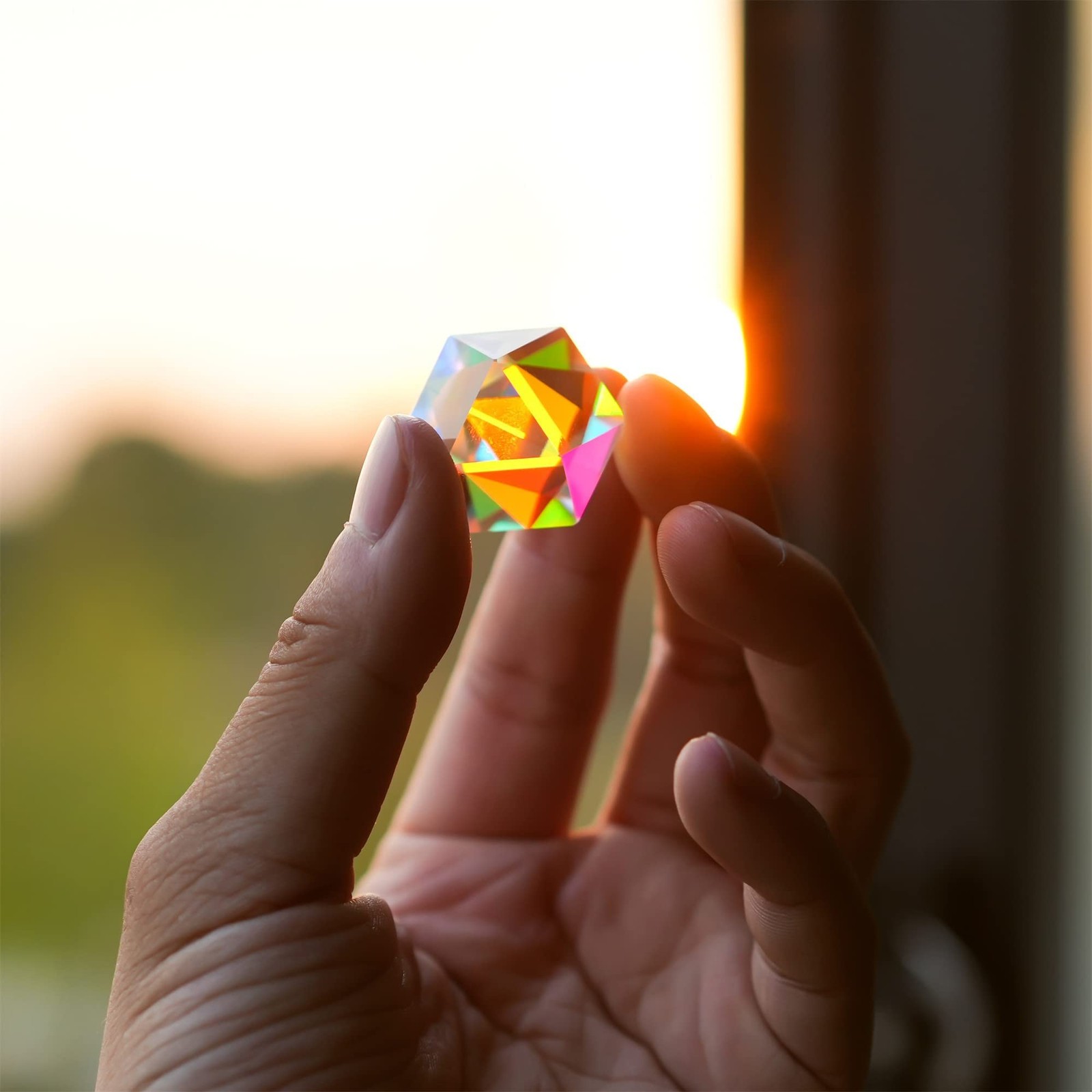 Color Crystal Faceted Optical Prism Beam Splitter Light Refracting Photograph…