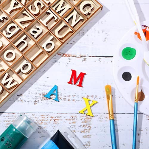 248 Pcs Unfinished Wood Alphabet Letters & Numbers for Crafts, Storage Tray, Edu