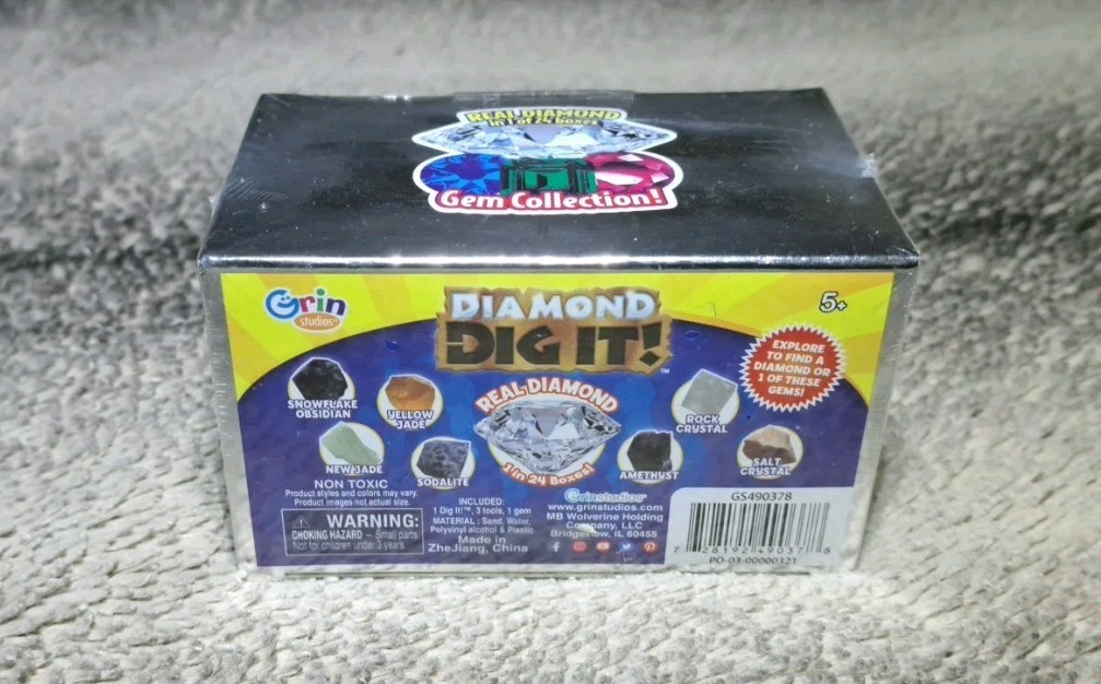 NEW – Diamond Dig It Gem REAL DIAMOND in 1 of 24 Boxes by Grin Studios SALE