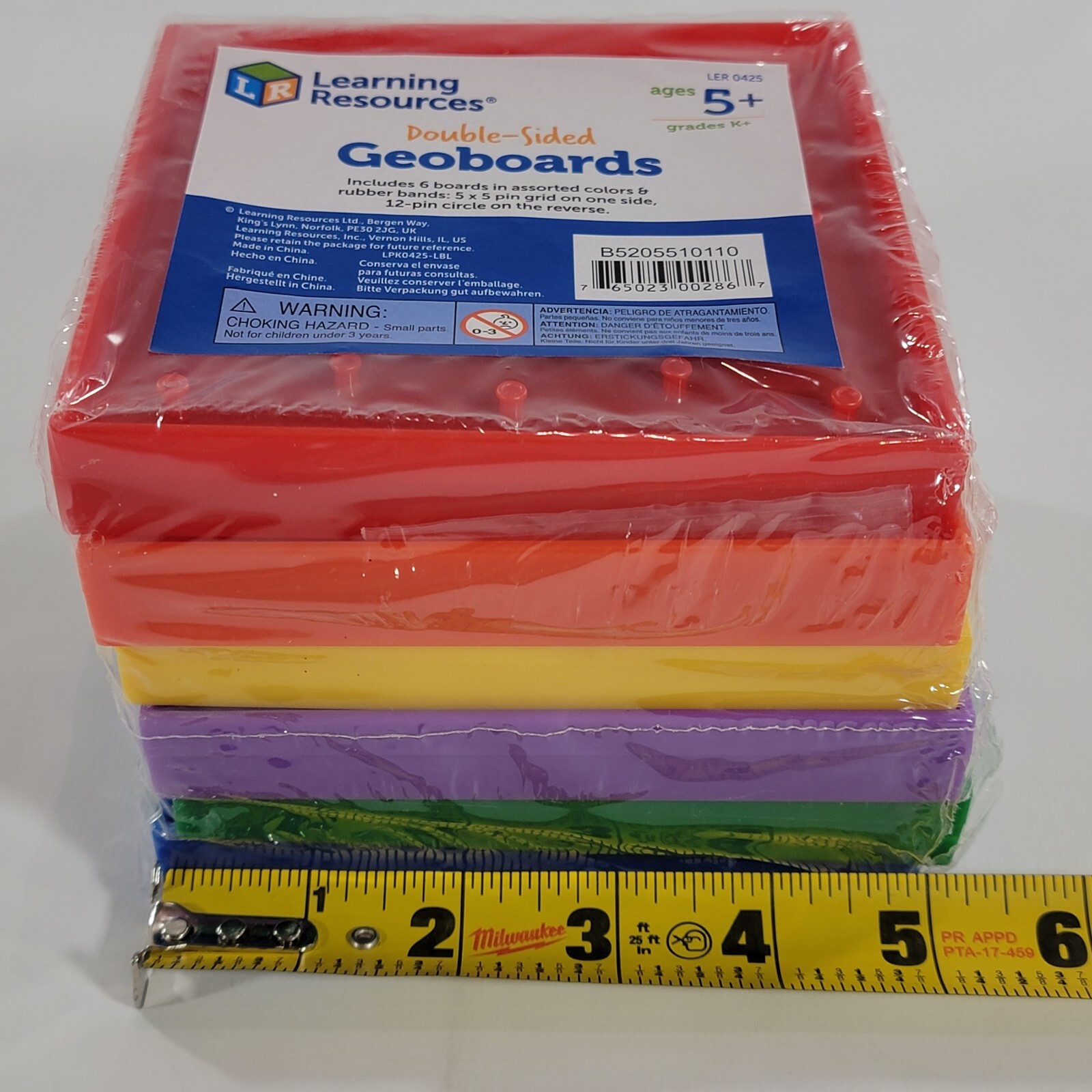 Learning Resources 5″ Double-Sided Assorted Geoboards Rubber Band Shapes Set 6