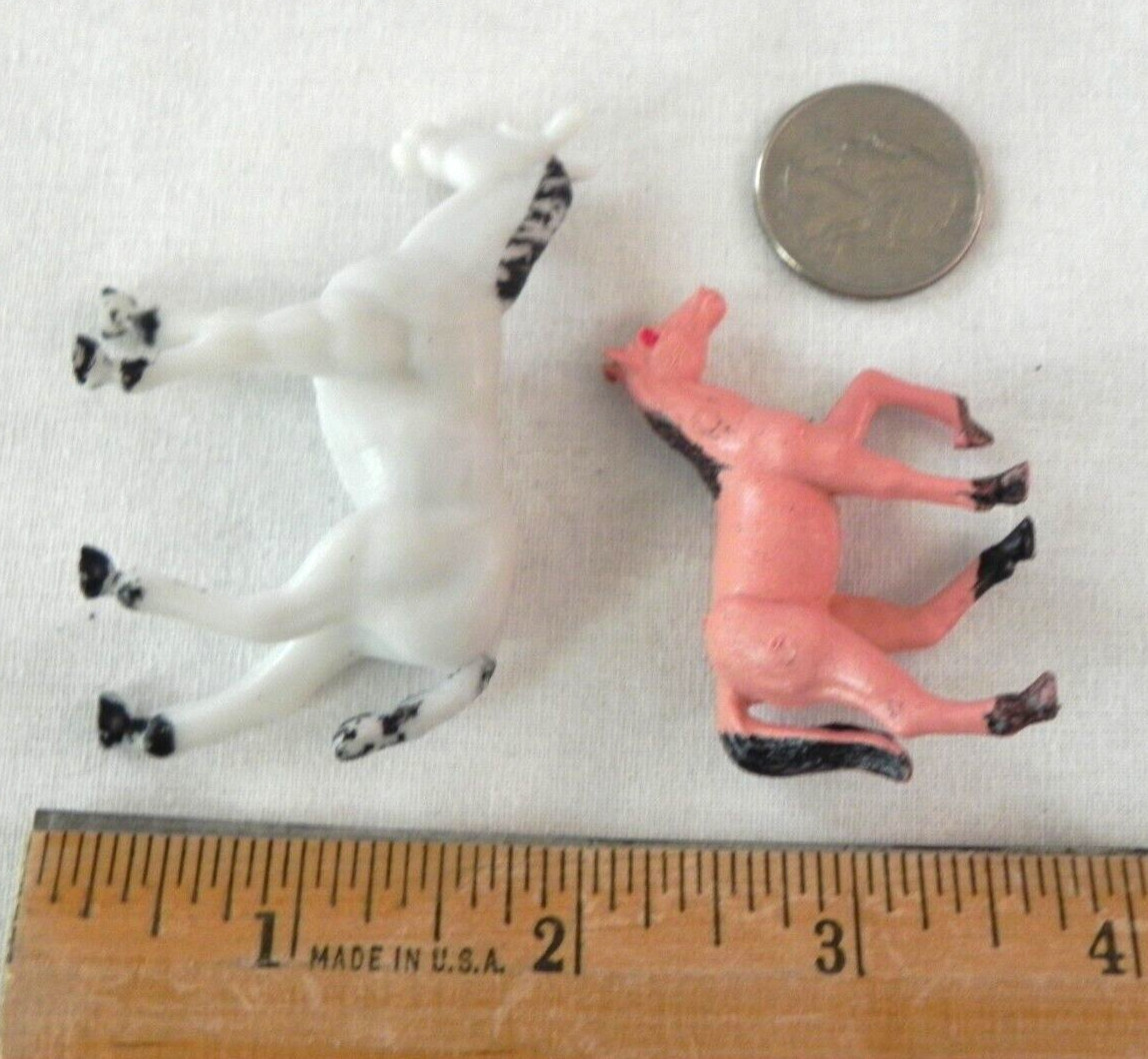 Set of 4 Horses toy farm animals Pink Pony unknown vintage Singapore Hong