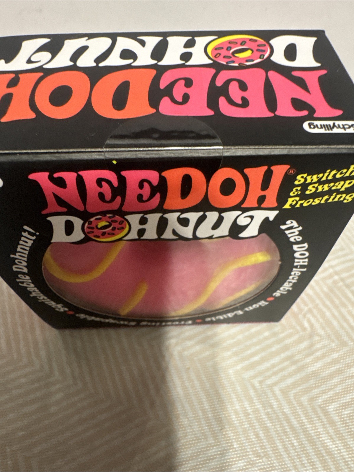 Schylling Needoh Dohnut Pink W/ Yellow Swirl Icing Sensory/Stress Ball