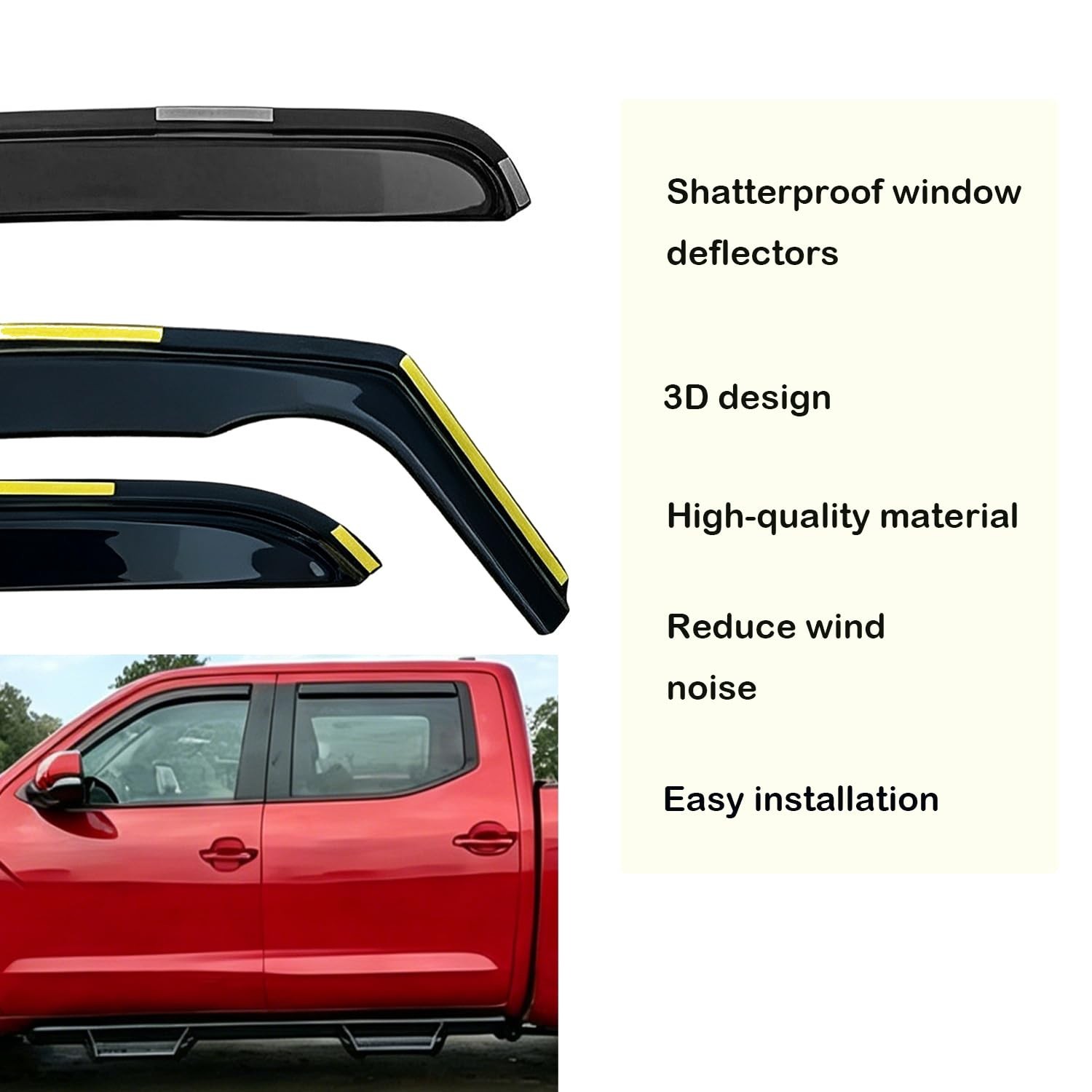 in-Channel Window Rain Guards for Trucks Chevy Silverado/GMC Sierra 1500 2500…