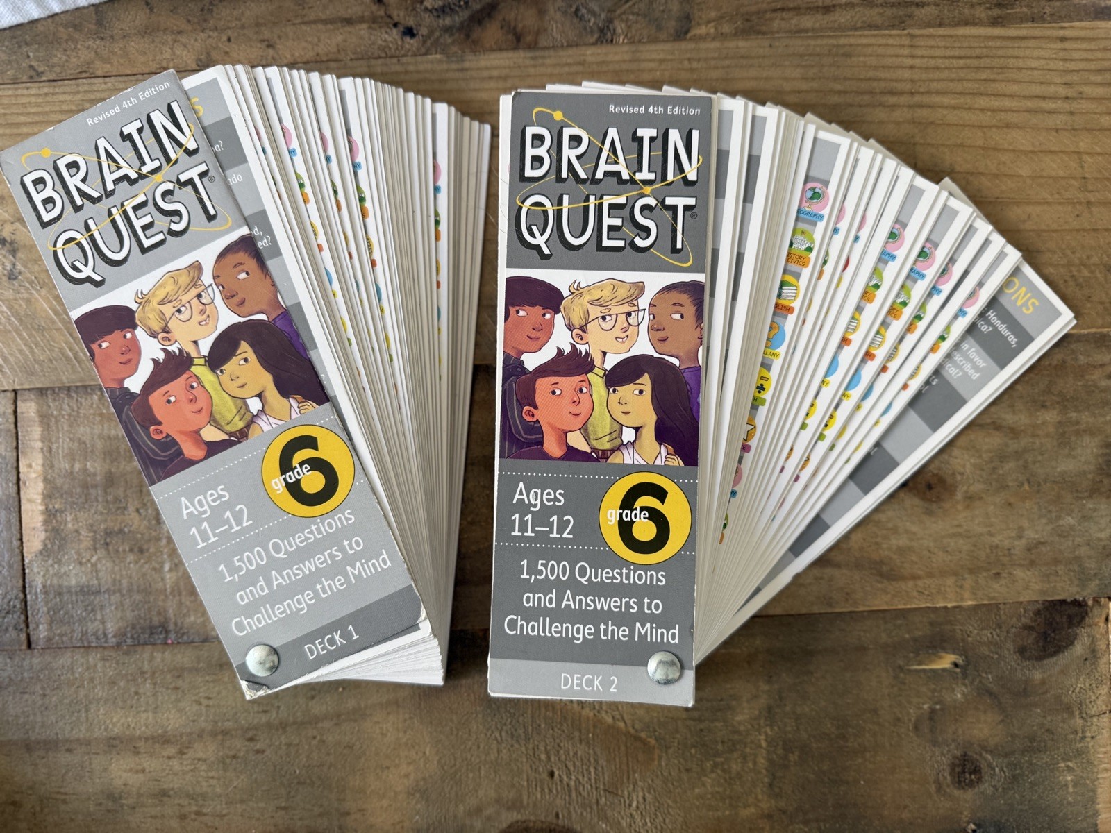 Brain Quest 6th Grade Cards 1500 Q &A (2017, Revised 4th Edition) Decks 1 & 2