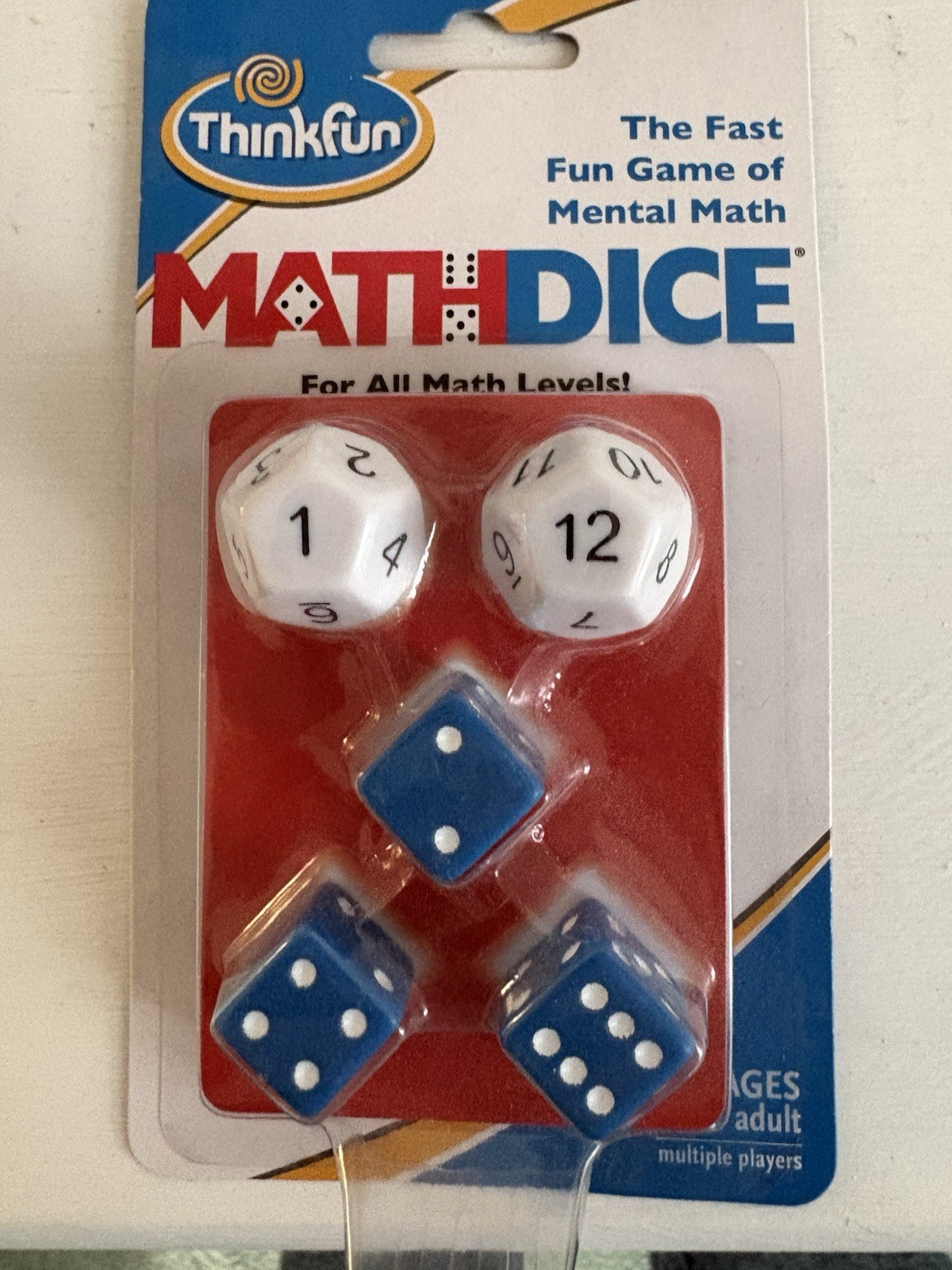 ThinkFun Math Dice Mental Math Game with 2 12-Sided Dice, 3 6-Sided Dice, Tables