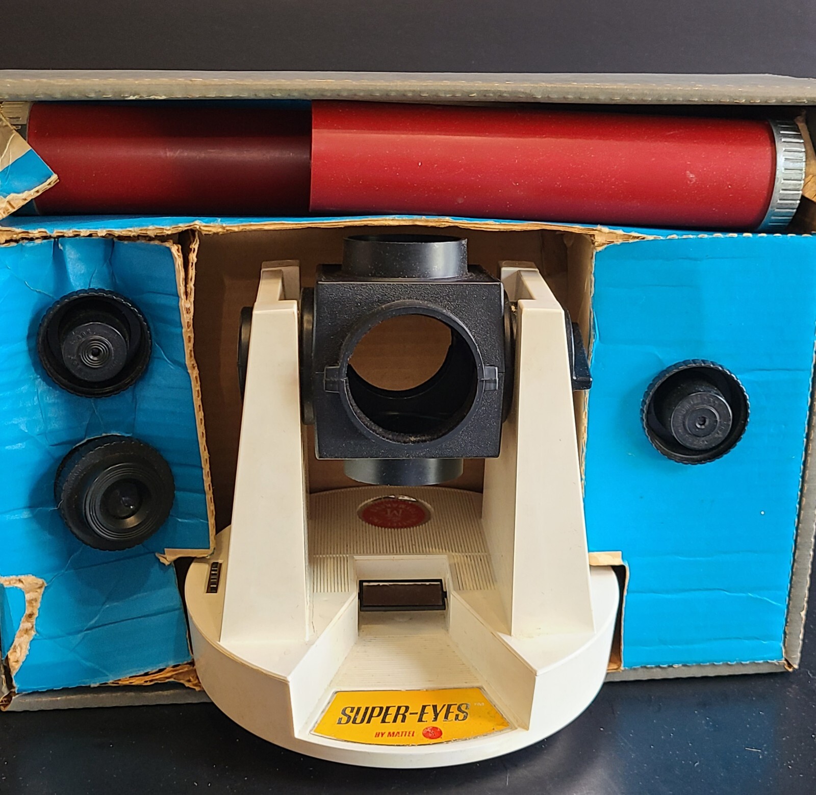 MATTEL SUPER EYES 80 POWER MICROSCOPE SET VINTAGE 1968 W/ Box New Opened Box