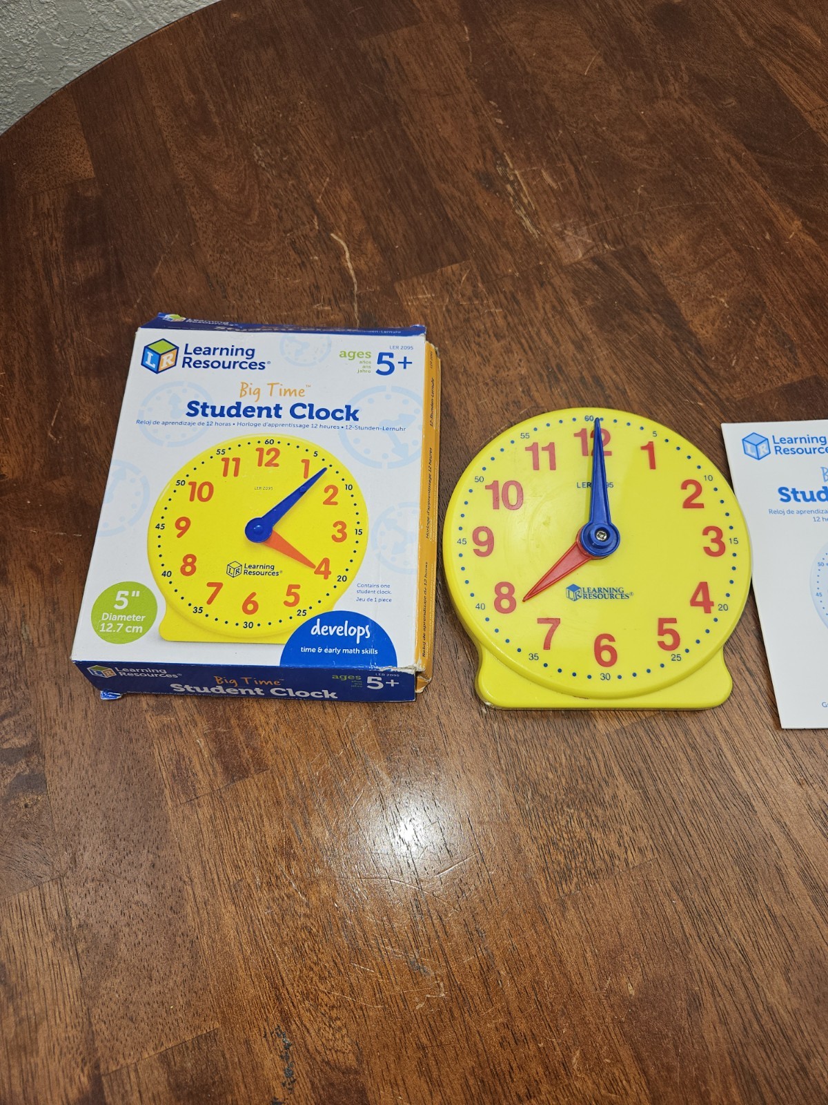 Used Learning Resources Big Time™ 12-Hour Demonstration Clock – Missing Stand