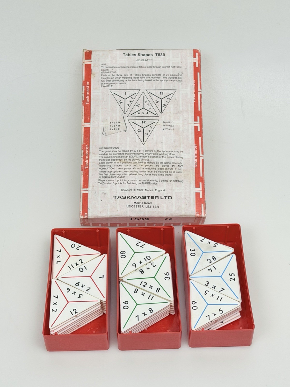 Vintage 1979 Taskmaster Tables Shapes T539 Math Game England Educational Set