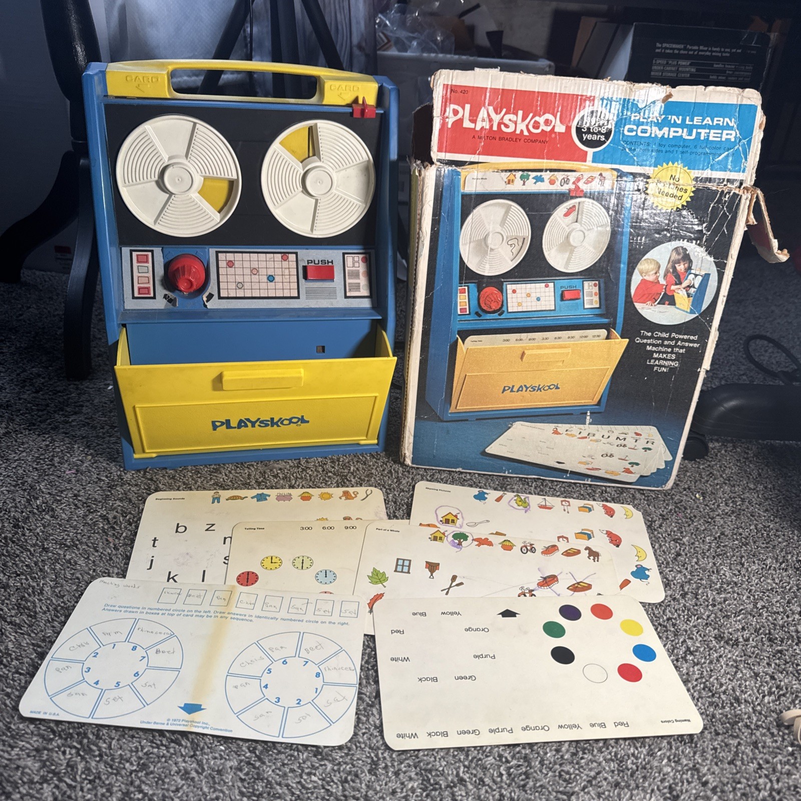 Vintage Toy 1972 Playskool Reel to Reel Play N Learn Computer Interactive Cards