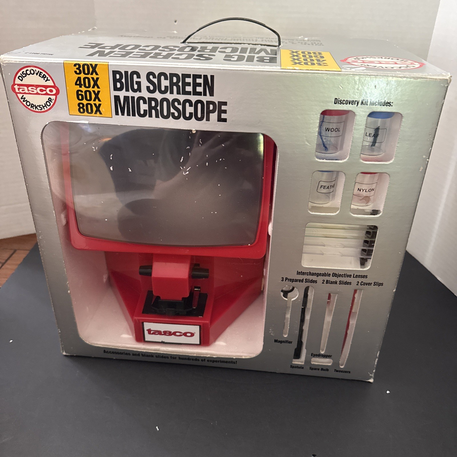 Tasco Big Screen Microscope 30x/40x/60x/80x New In Original Box Made In Italy