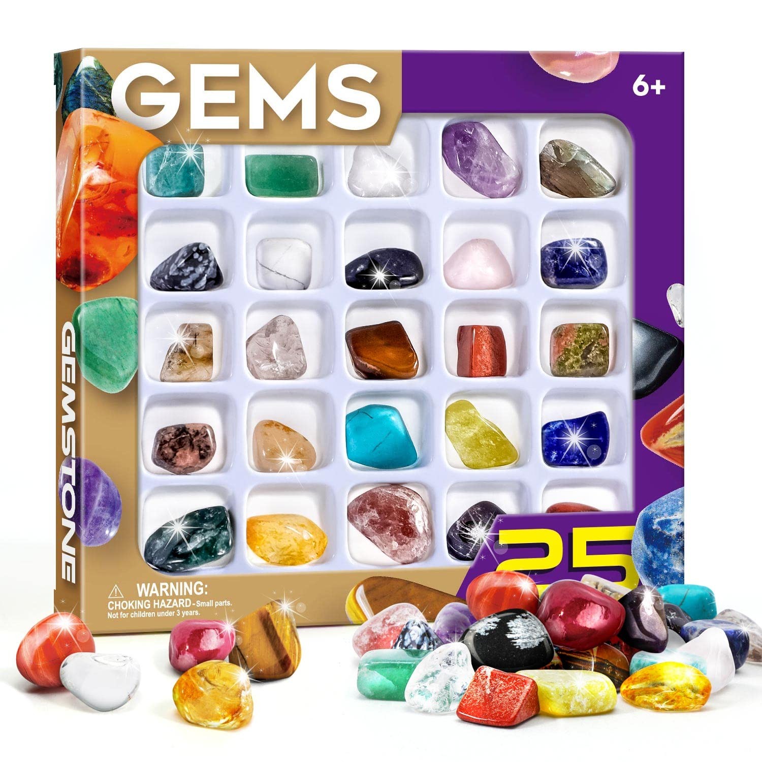 Gamerside Rock Collection for Kids – 25 Unique 2.5 x 5 x 5 inches, 25 Rocks