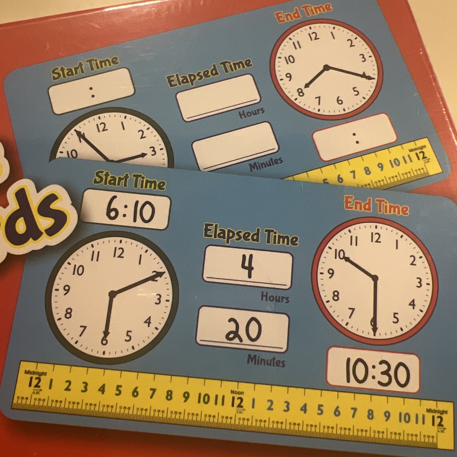 Really Good Stuff Dry Erase Elapsed Time Practice Boards Math