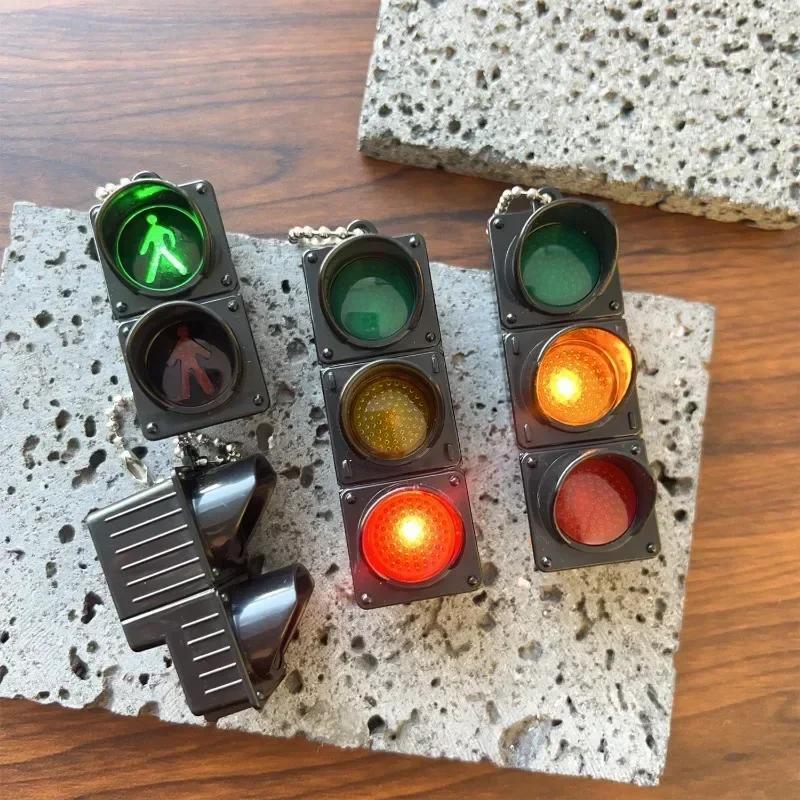 2 PCS LED Traffic Light Keychain With Pedestrian Light, Fun Decorative Keyring