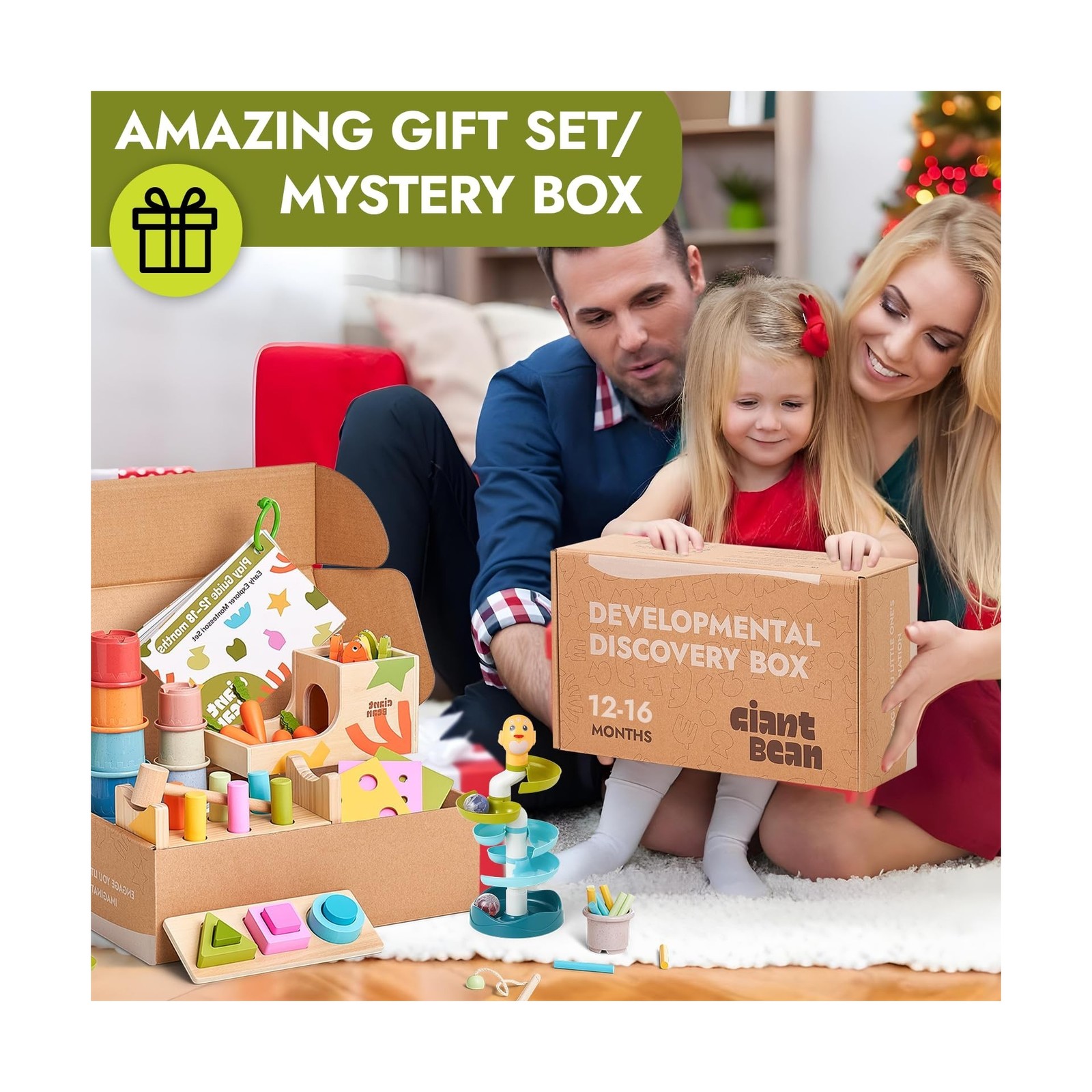 Giant bean 8-in-1 Wooden Montessori Toys Set Learning Toys for Baby… Fast Ship