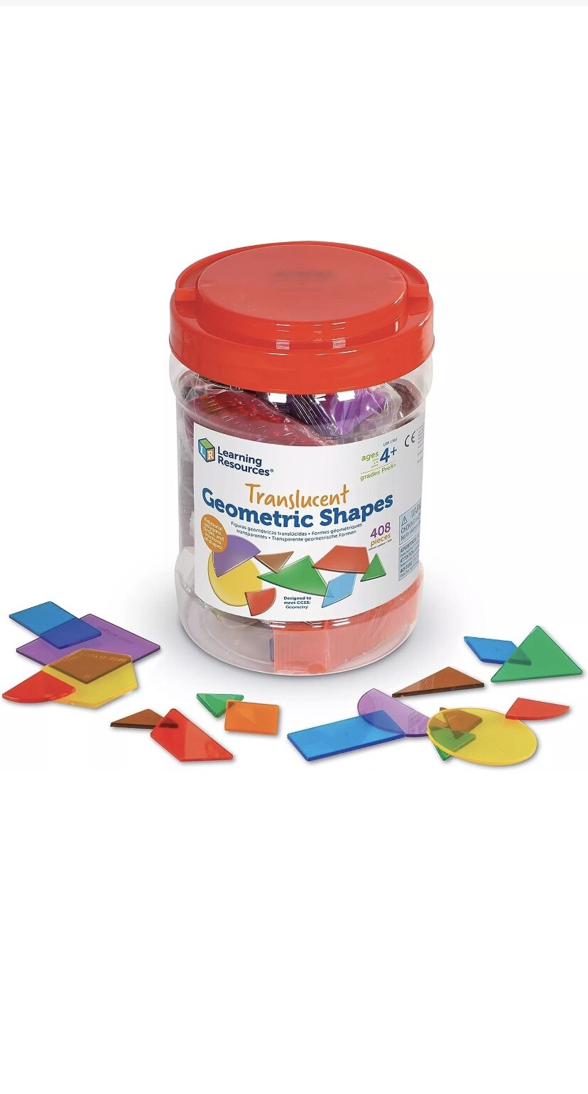 Learning Resources Translucent Geometric Shapes 408Piece Seal Home School Summer