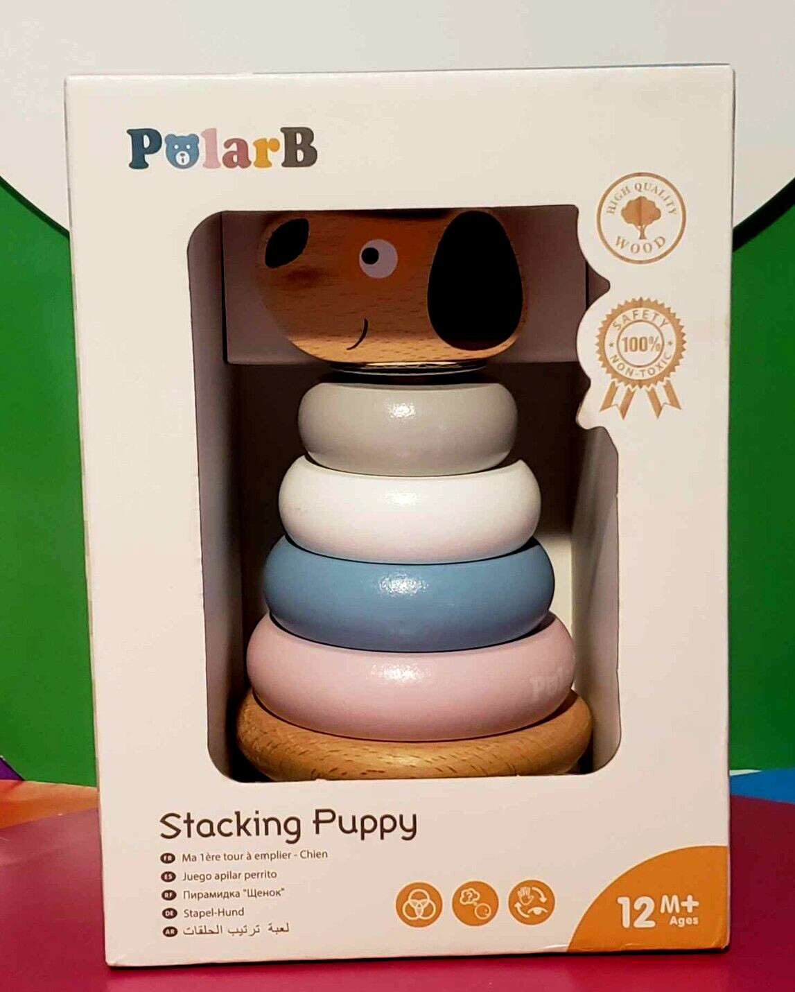 Viga Polar B Wooden Toy Stacking Puppy, 12m + Ages Baby