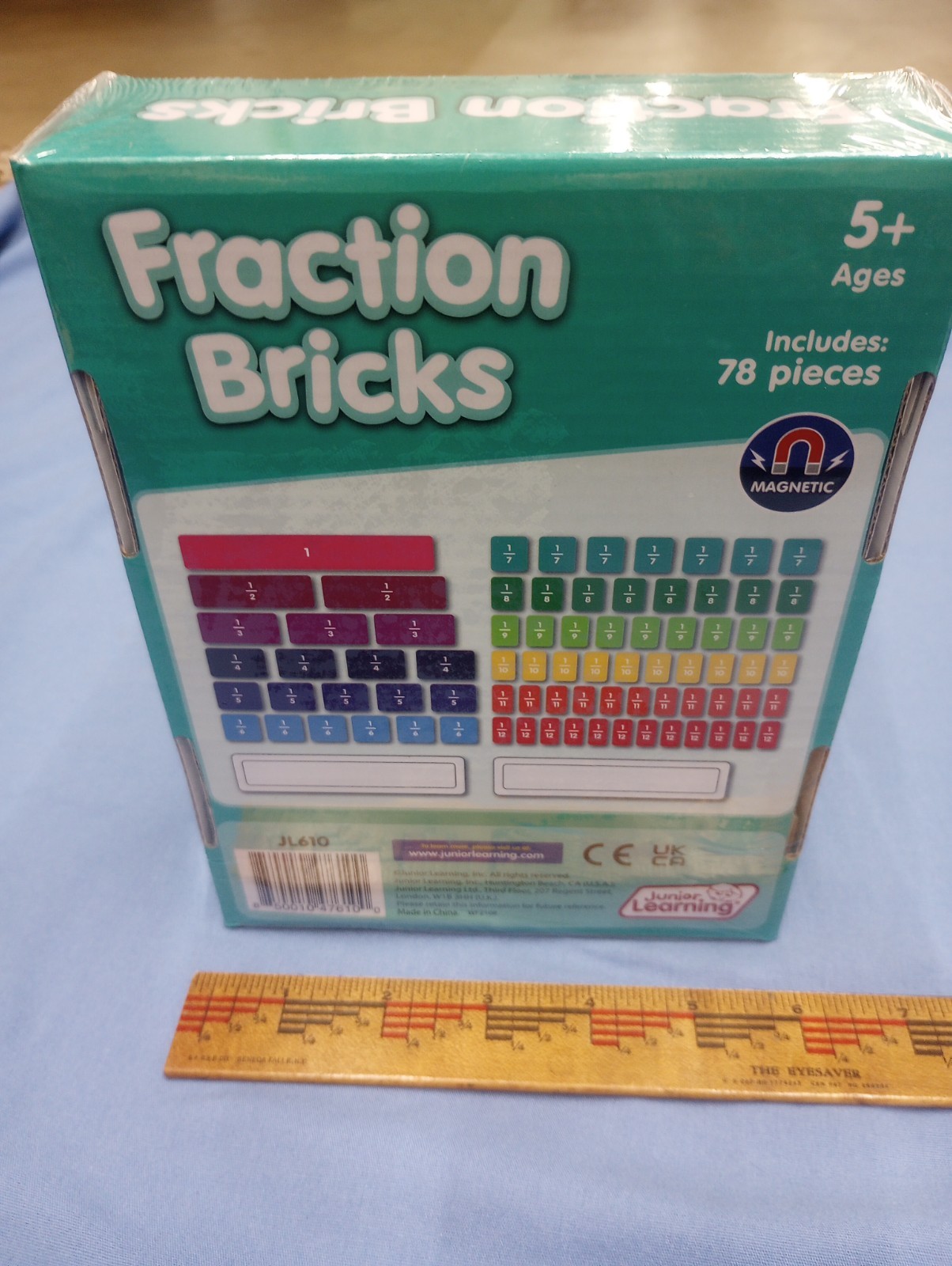 Jr Learning Fraction Bricks Magnetic hands on math Set 78 pc manipulatives