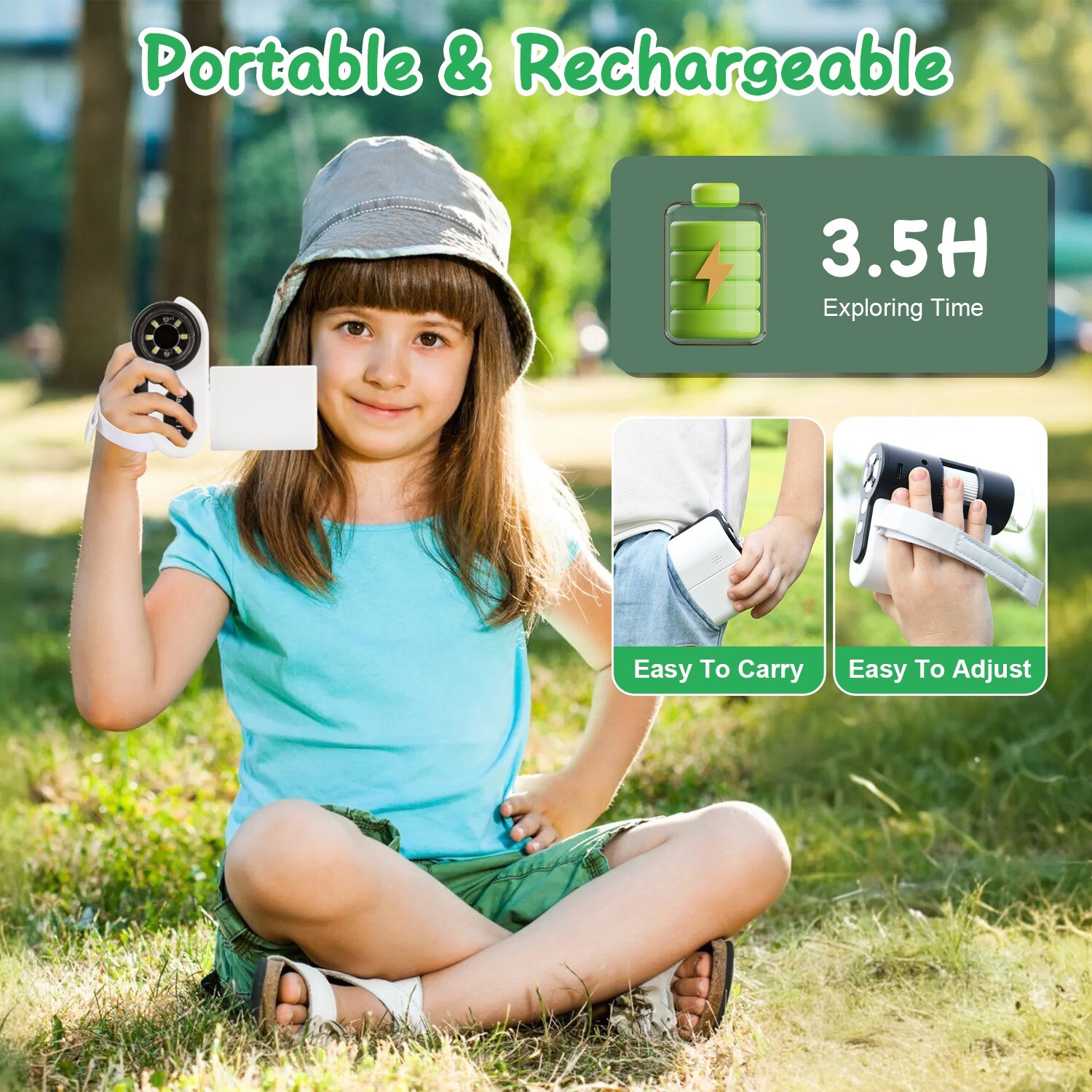 4K Kids Microscope 2″ IPS Screen 1000X Handheld Digital Microscopes 32GB Card