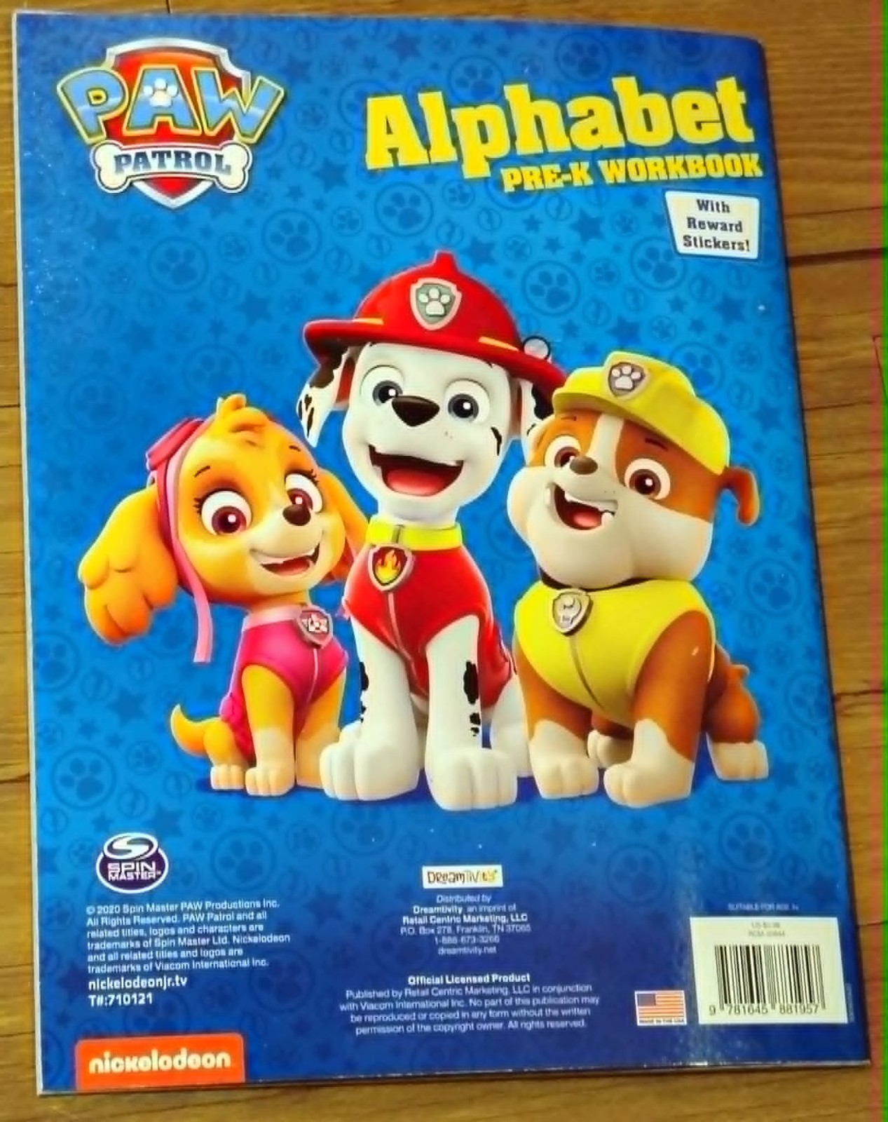 Nickelodeon Paw Patrol ALPHABET Pre-K WORKBOOK Ages 3+ NEW!