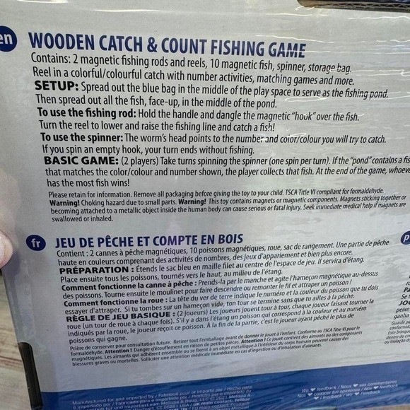 Melissa & Doug Catch & Count Wooden Fishing Game with 2 Magnetic Toy Rods