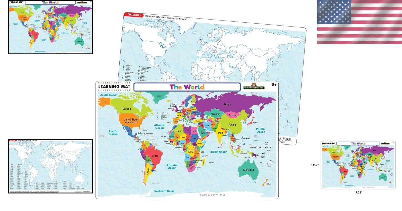 BPA Free Bilingual World Map Learning Mat – Engage & Educate Your Child