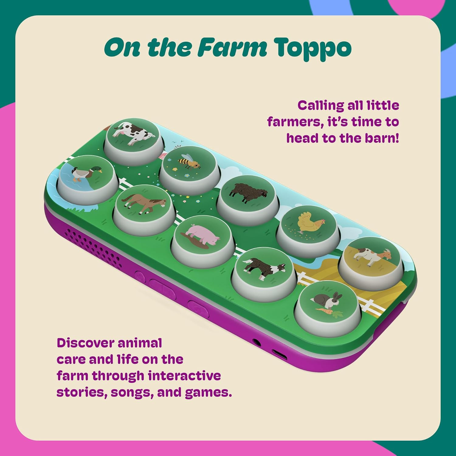 BOPPO On the Farm Toppo – Interchangeable Expansion Screen-Free Tablet – Educati