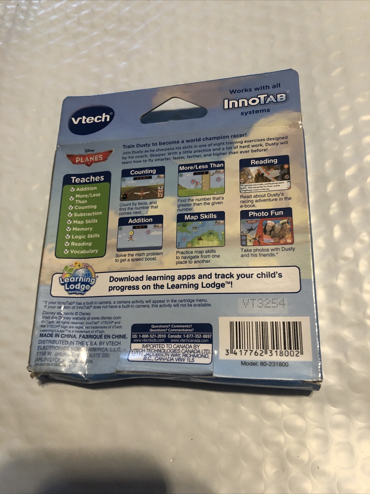 Vtech InnoTab Learning Cartridge 4-7 Years Disney Planes New Wear Box
