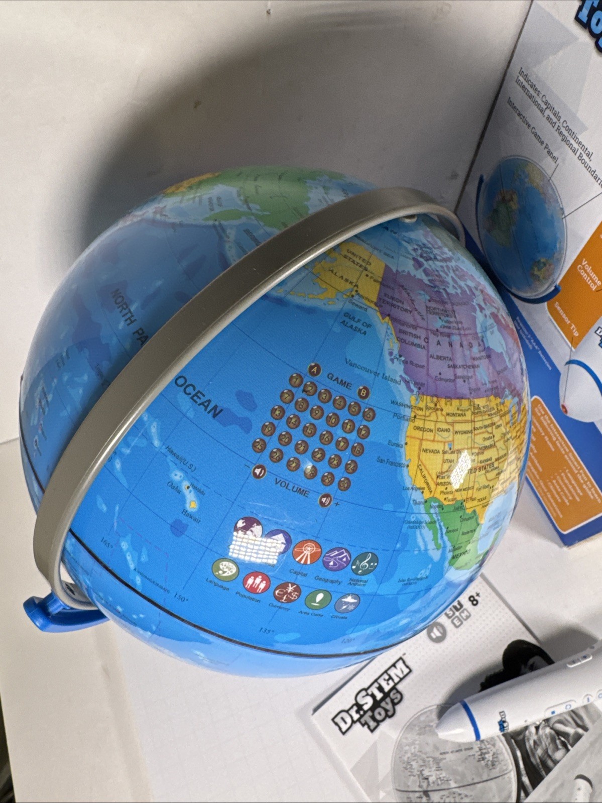 Dr. STEM Toys Talking 9” World Globe with Interactive Stylus Pen & Stand Ages 6+