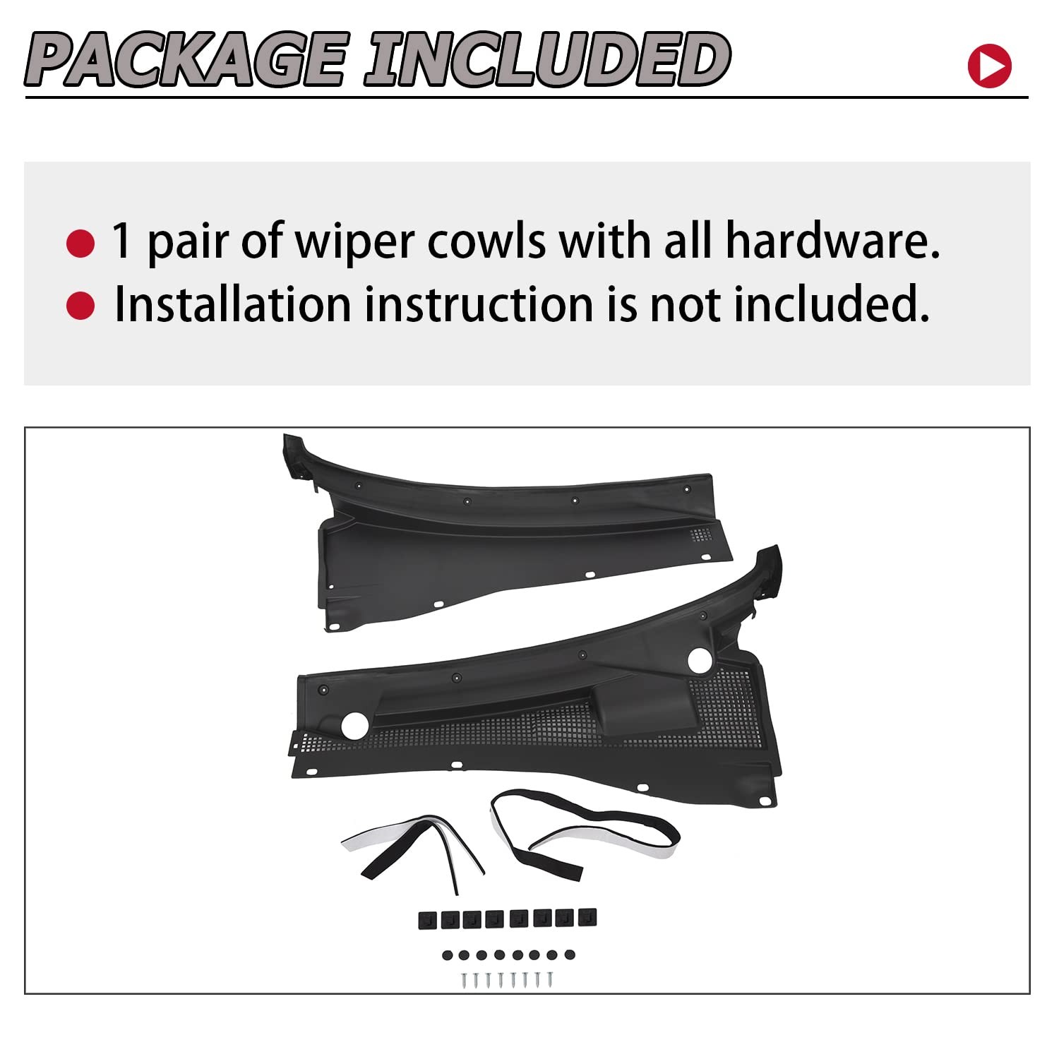 Wiper Cowl HECASA Ford Escape 2001-2007 Black Pair