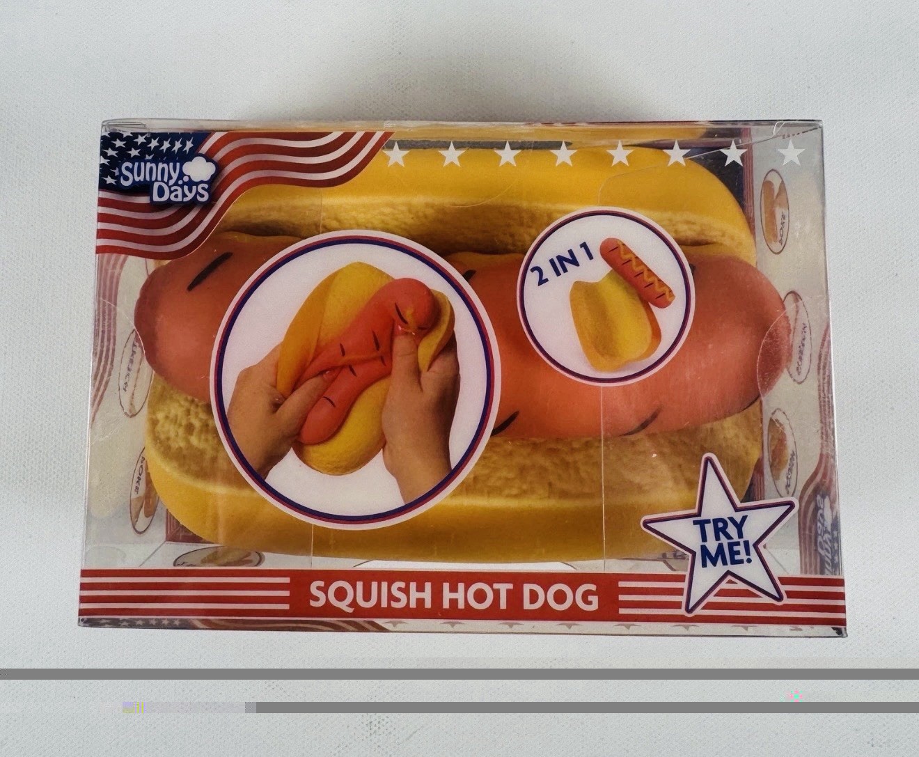 Toymendous Sunny Days Jumbo Hot Dog Squish Sensory Viral Squishy Toy TikTok
