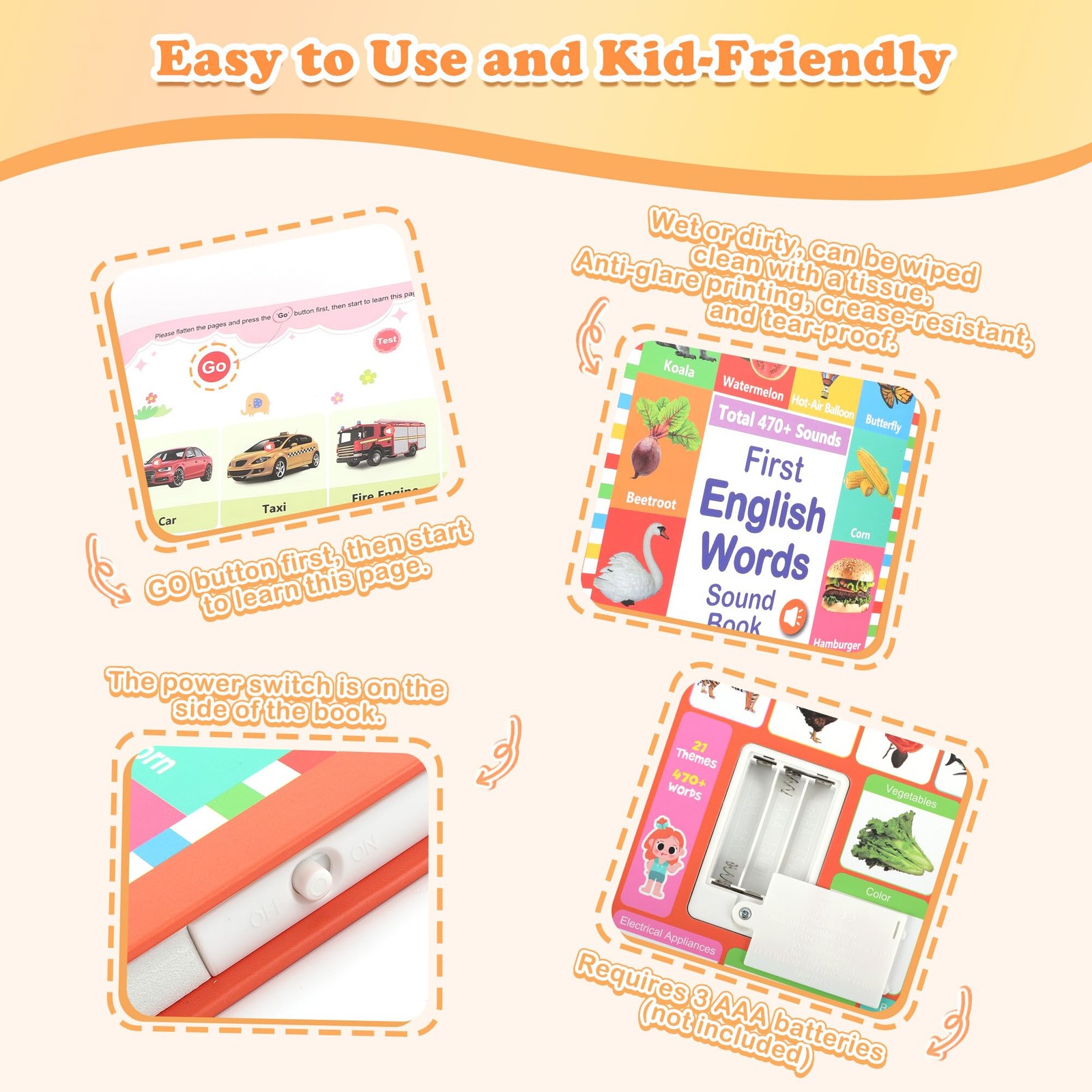 My First English Words Sound Book for Kids Ages 3-6, Interactive Toddler Book…