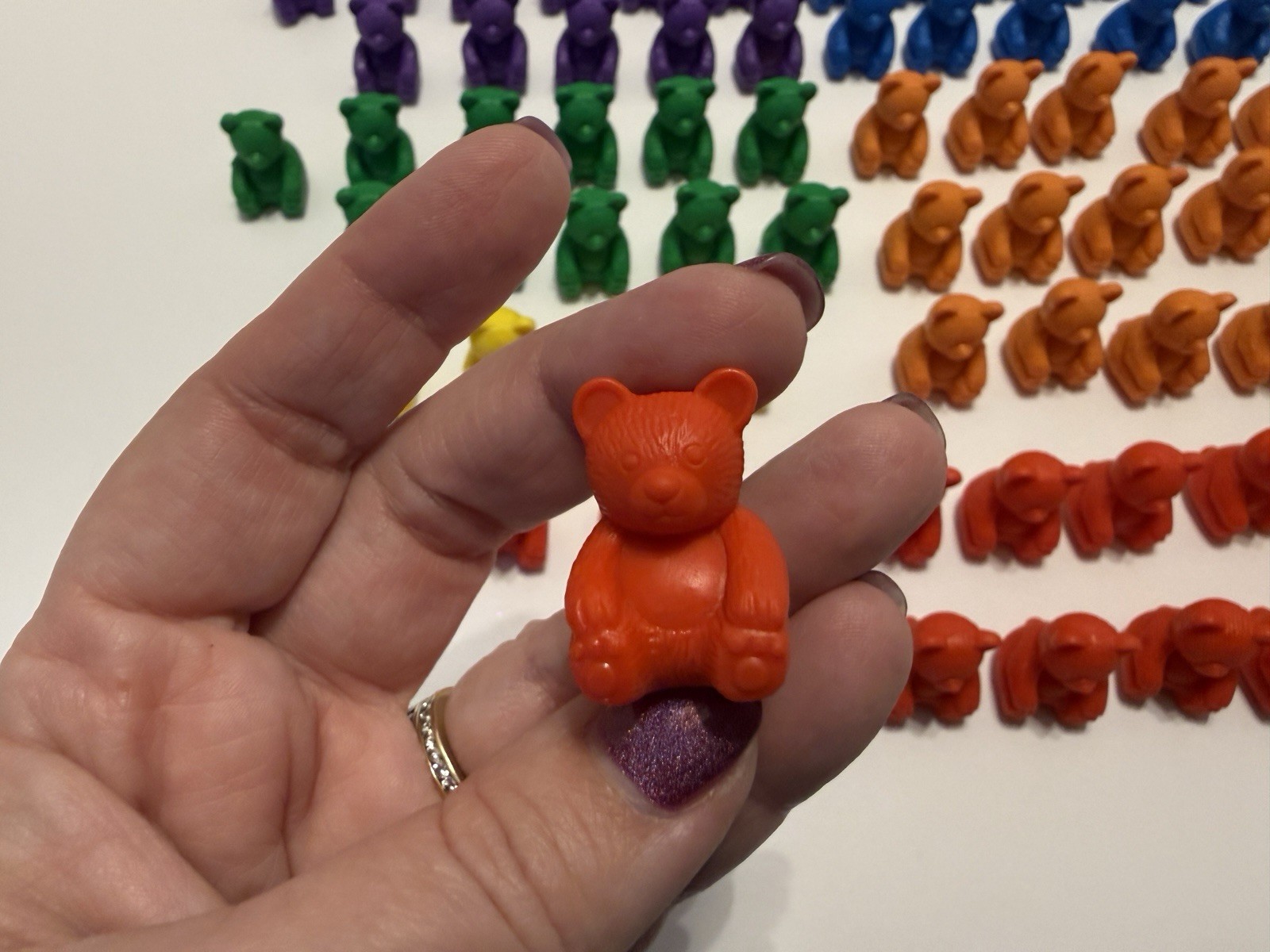 Plastic Counting Bears Lot Of 86 Purple Blue Green Orange Yellow Red