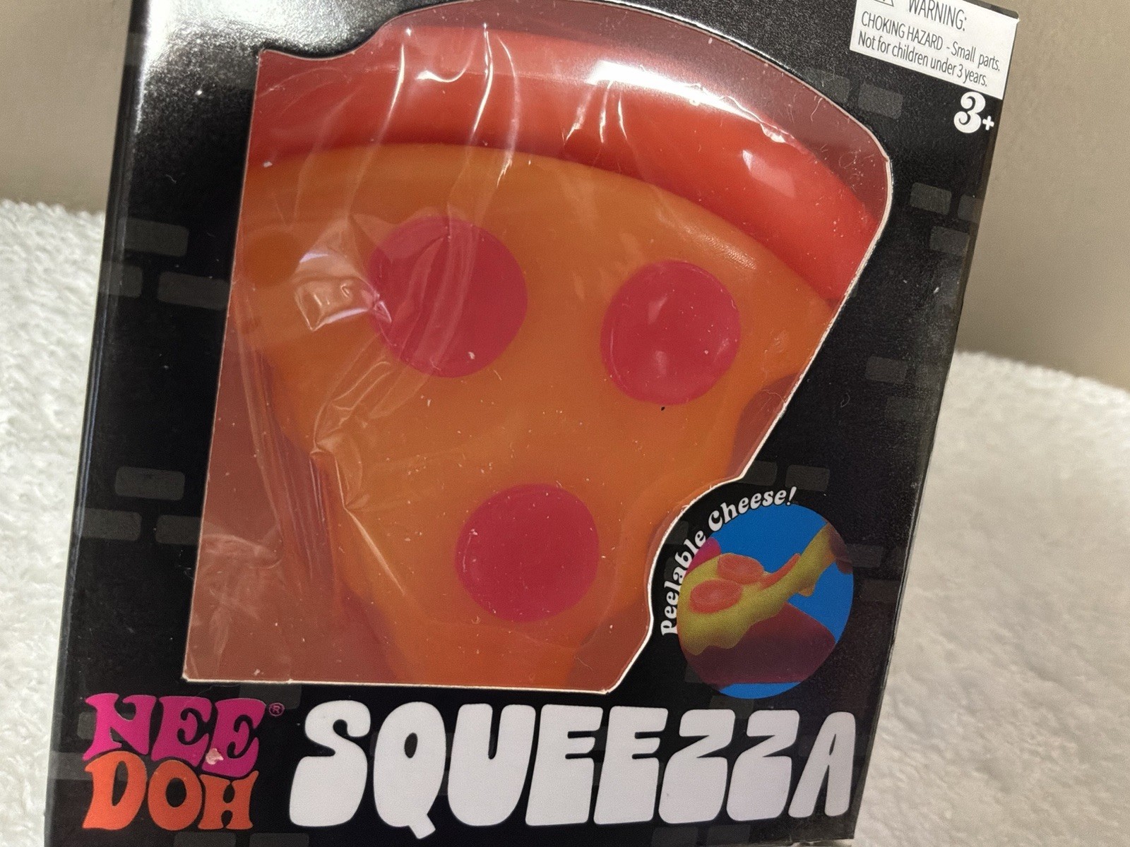 New Squeezza Pizza Nee Doh Squeeze Fidget Toy Orange Crust Faux Pink Pepperoni