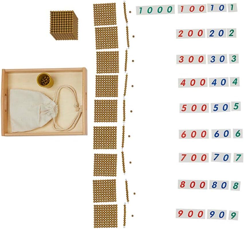 Montessori Math Beads Toys Materials For Toddlers Golden Beads And Cards