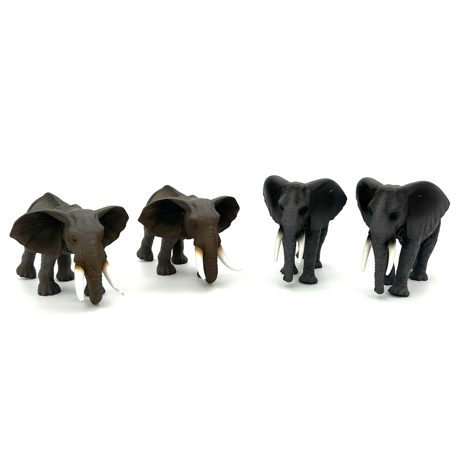 Set of 4 MOJO Wildlife African Elephant Figures Brown 2011 Gray 2015 Pre-owned