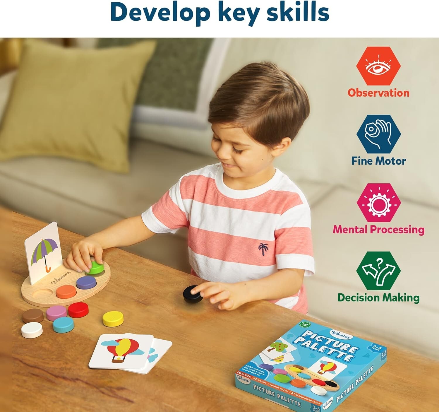 Skillmatics Educational Game Toy Picture Palette Ages 3-6 Fine Motor, Decisions