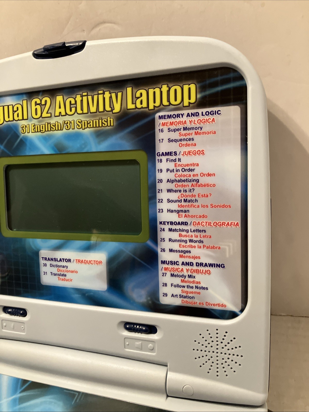Vintage BILINGUAL 62 ACTIVITY LAPTOP (31 English/31 Spanish) LEARNING TOY Tested