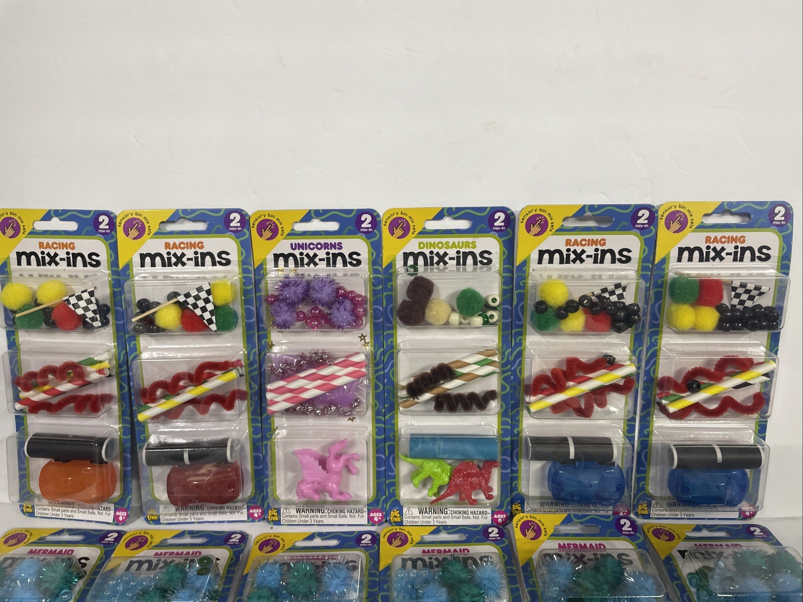 Sensory Bin Mix-in 12 Sets— 4 Racing 1 Dinosaurs 1 Unicorns 6 Mermaids