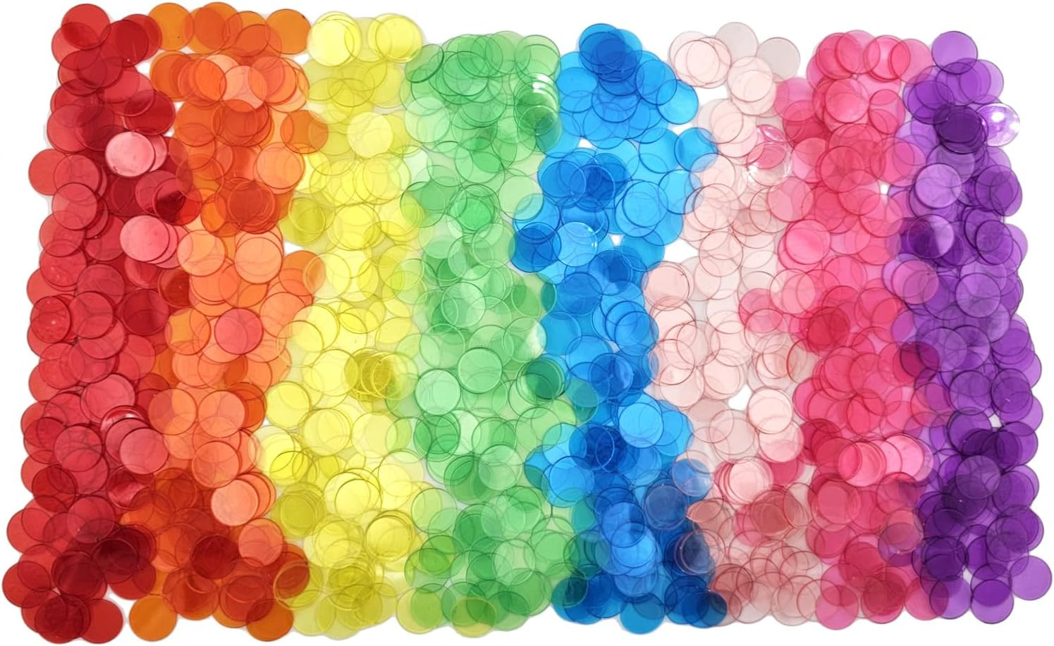 1000 Pcs of 3/4 Inch Transparent 8 Color Bingo Counting Chips Plastic Markers fo