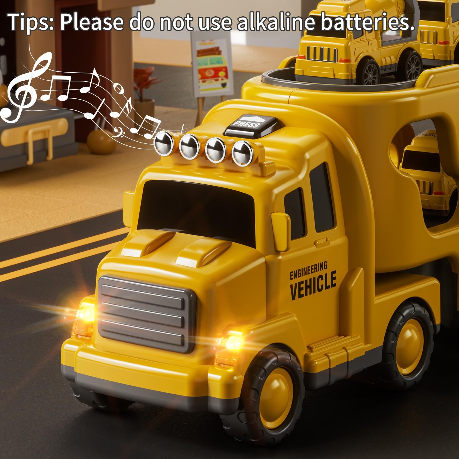 JUKUDAHU Trucks for Toddlers 2-4 13.3 x 4.3 x 5.7 inches, 5 Construction Cars