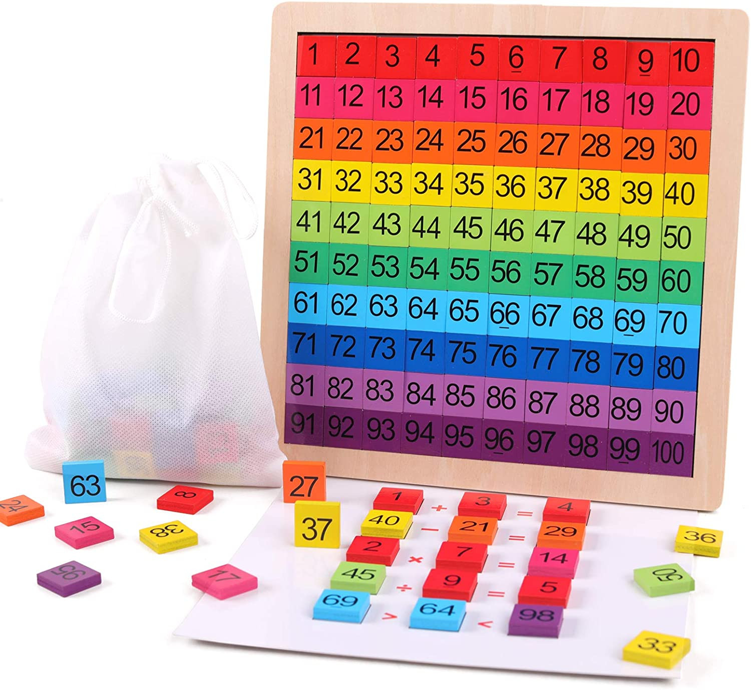 Wooden Montessori Math Counting Hundred Board Toys | 1-100 Consecutive Numbers L