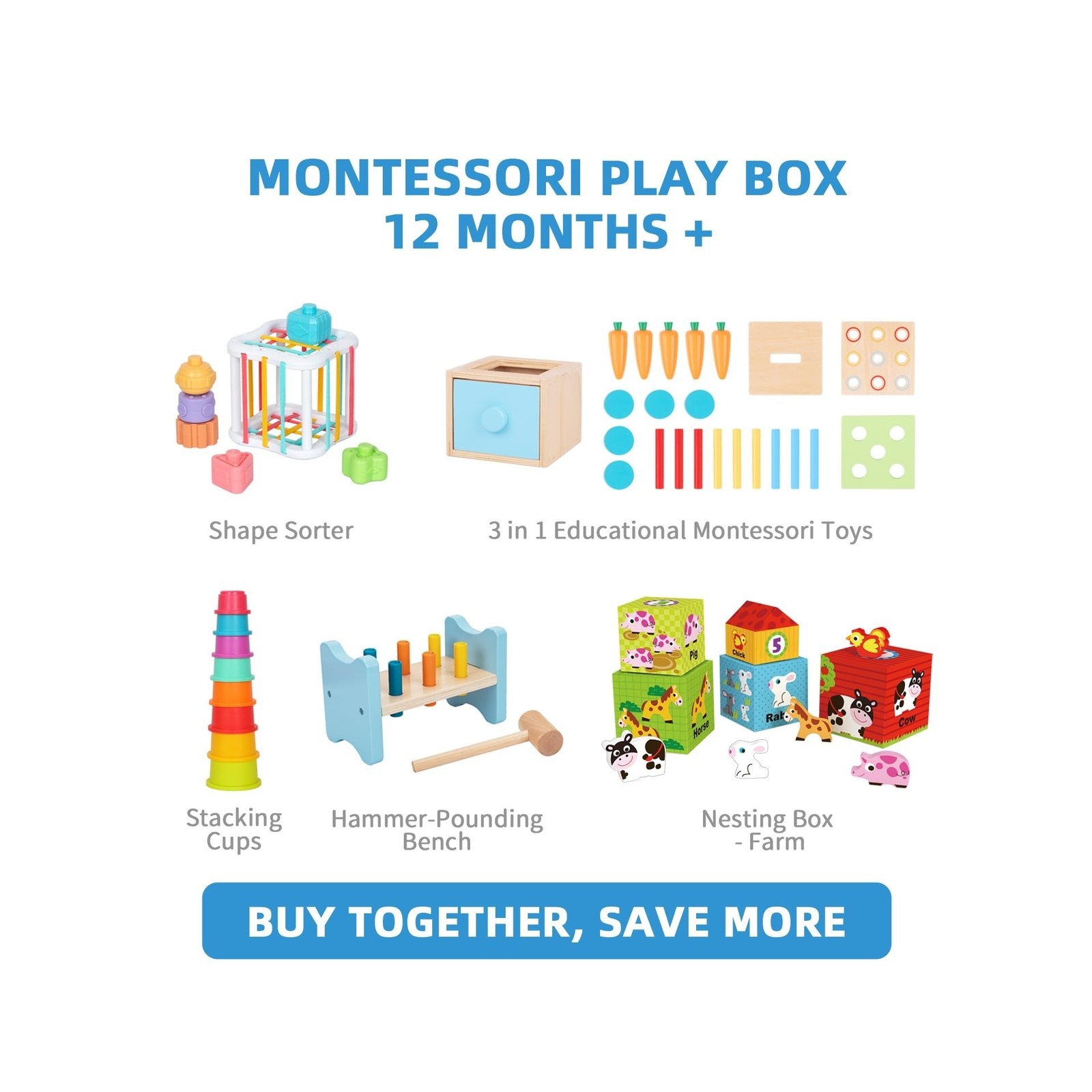OOOK Montessori Toys for 1 Year Old, 7 in 1 Learning Educational Ki… Fast Ship