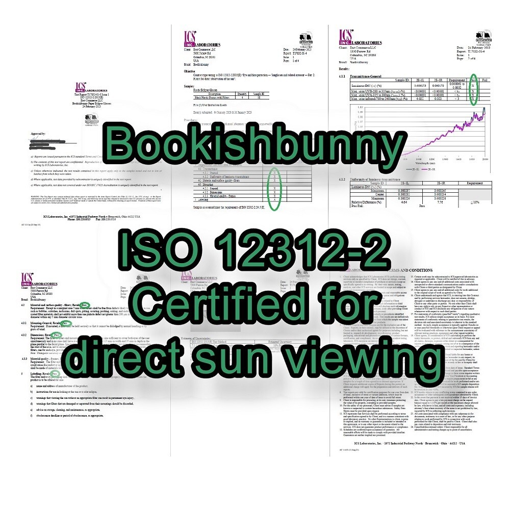 5 Pairs Bookishbunny Solar Eclipse Viewer Plastic Glasses ISO Certified Sun View